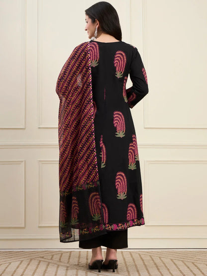 Cotton Angrkha Style Kurta Pant Dupatta Set