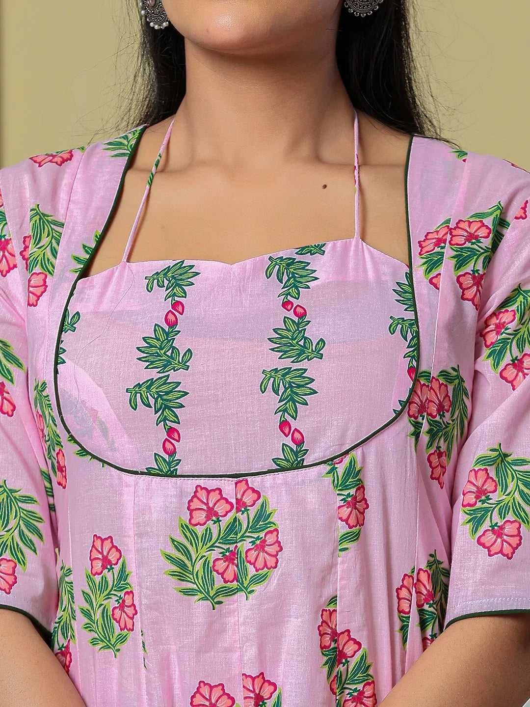 Cotton Kalidaar Style Kurta Pant Dupatta Set