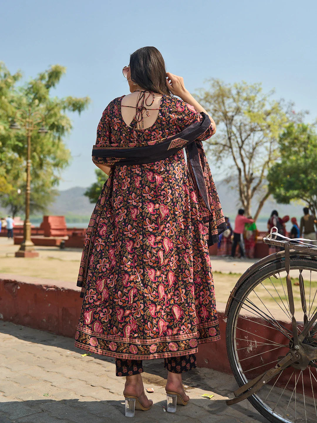 Cotton Kalidaar Style Kurta Pant Dupatta Set