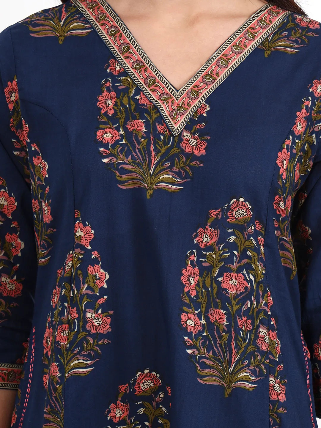 Cotton Kalidaar Style Kurta Pant Dupatta Set