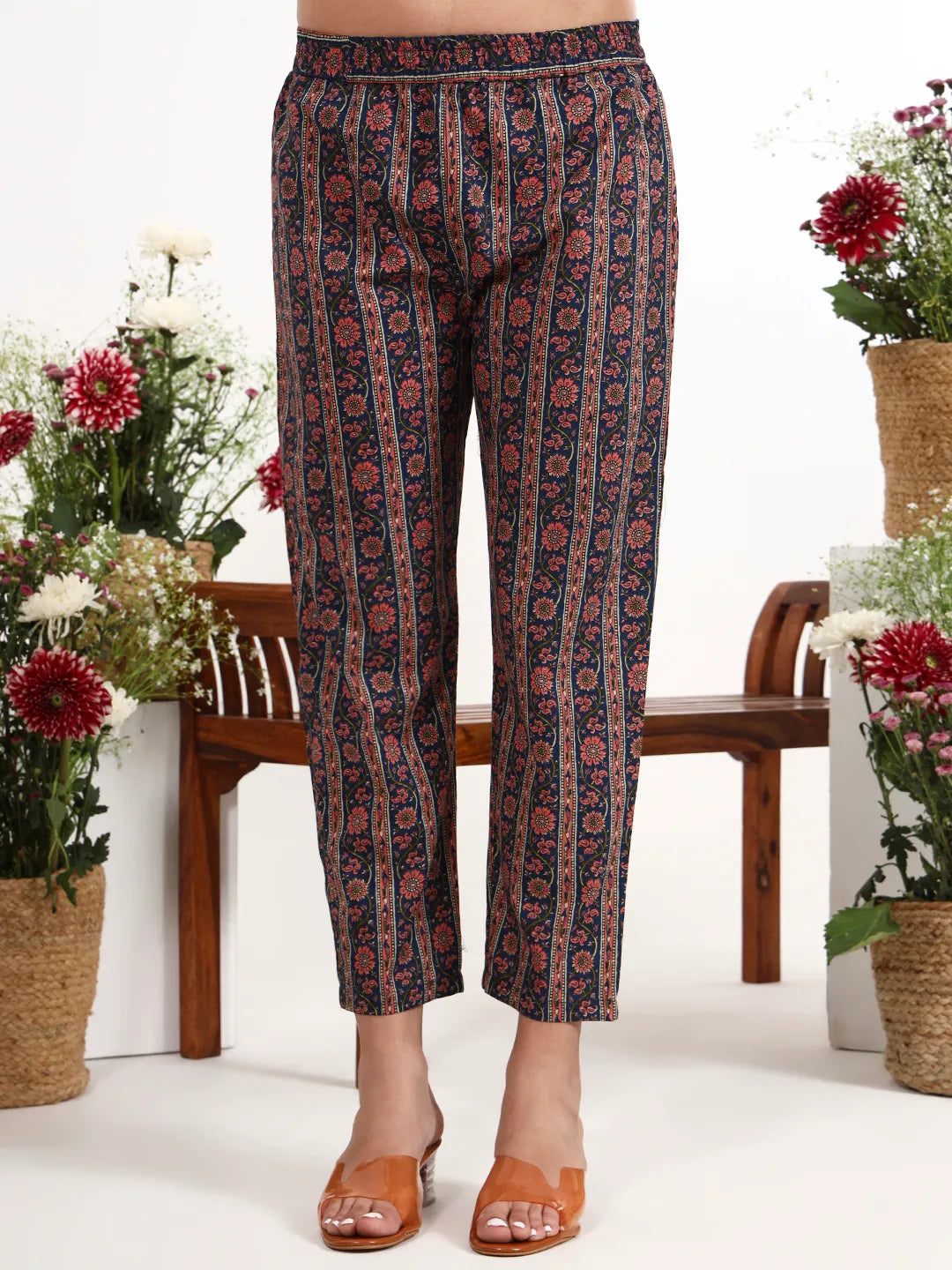 Cotton Kalidaar Style Kurta Pant Dupatta Set