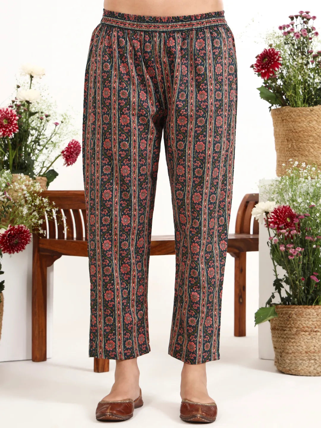 Cotton Kalidaar Style Kurta Pant Dupatta Set