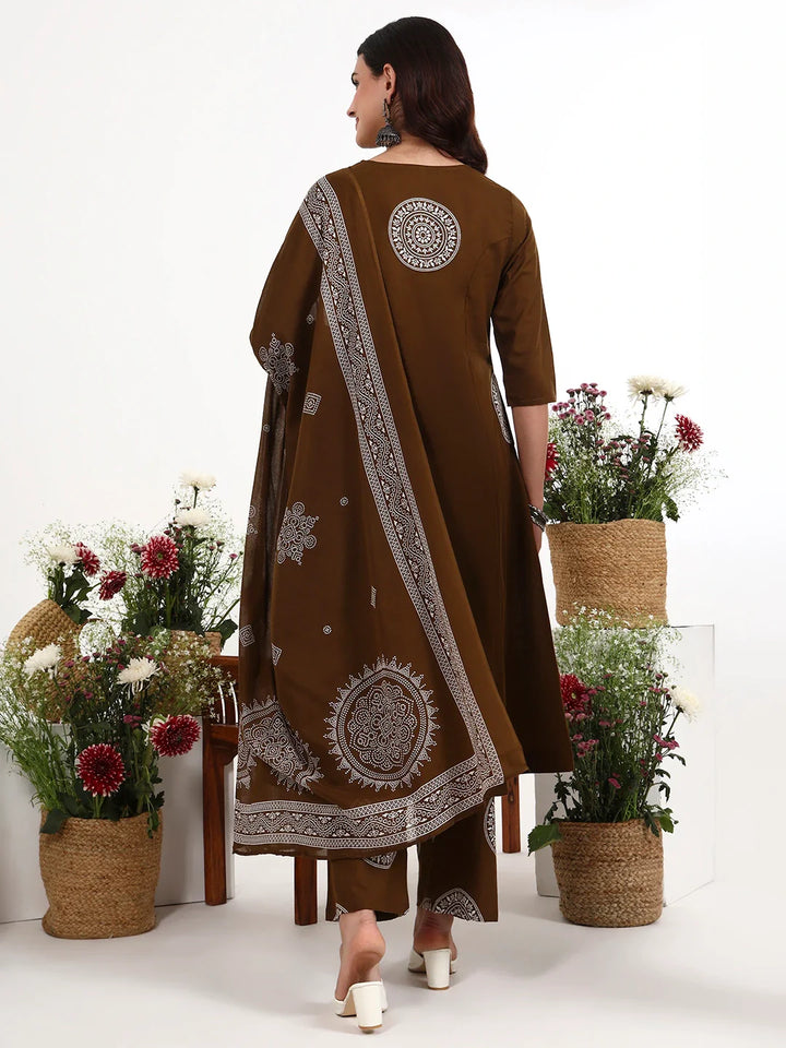 Cotton Kalidaar Style Kurta Pant Dupatta Set