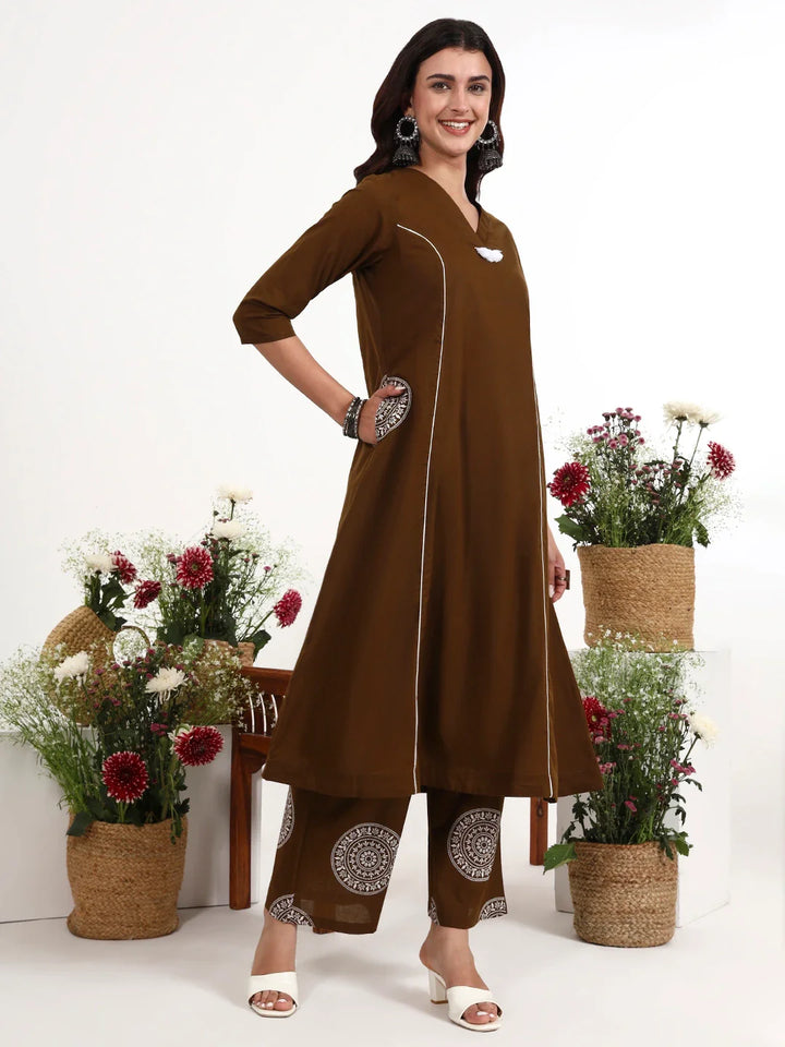 Cotton Kalidaar Style Kurta Pant Dupatta Set