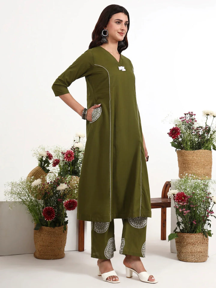 Cotton Kalidaar Style Kurta Pant Dupatta Set
