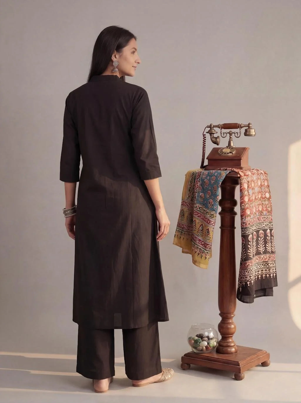 Solid A-Line Design Features Pintuck Pleats Kurta Palazzo Set