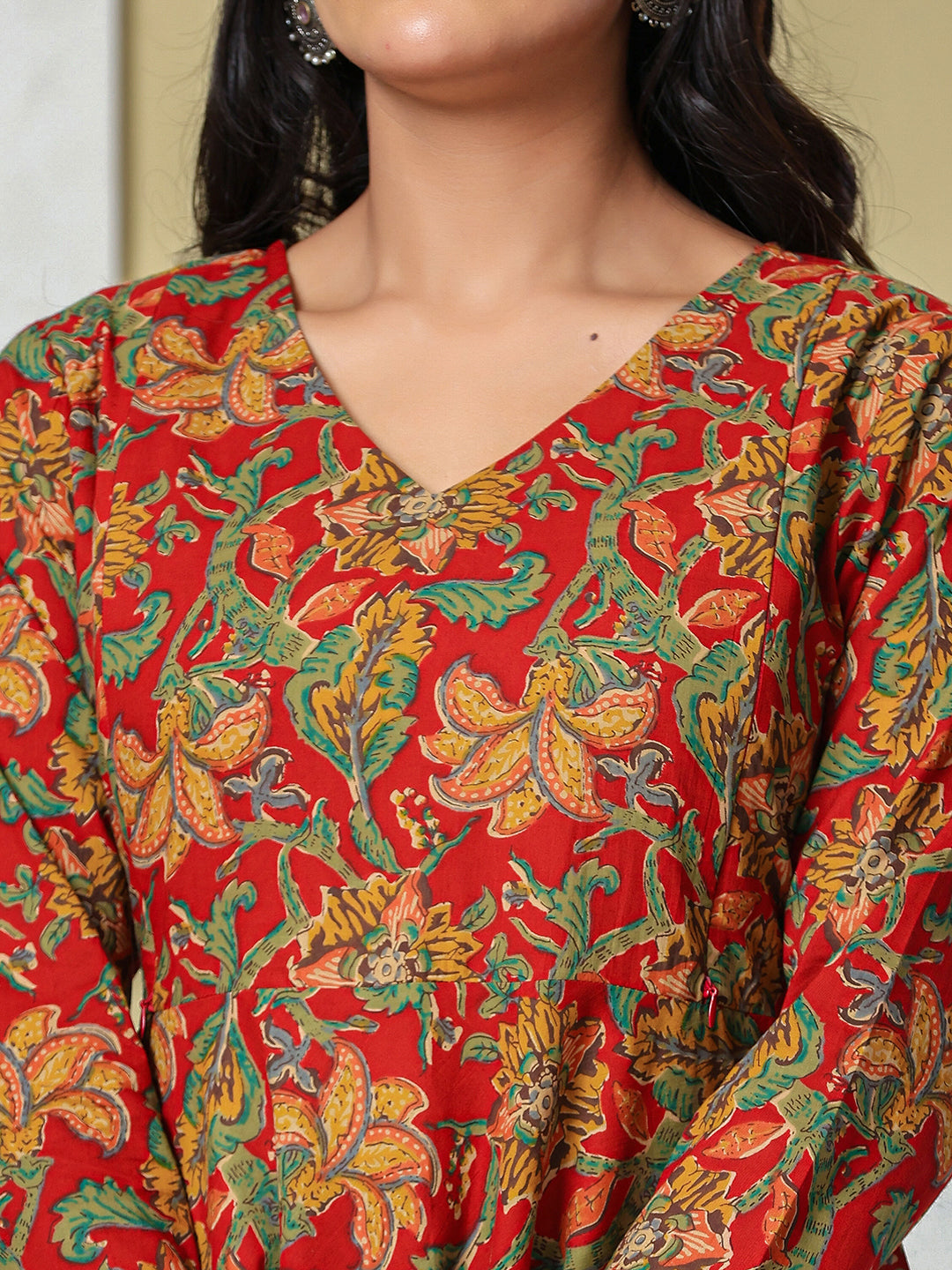 Anarkali Pure Cotton Floral Maternity Wear Kurta Trouser Dupatta Set