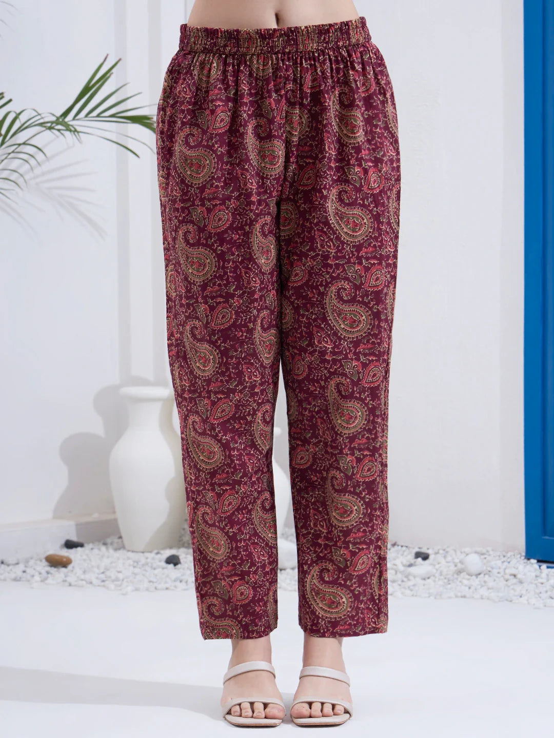 Cotton A Line Patch Work Kurta Pant Dupatta Set
