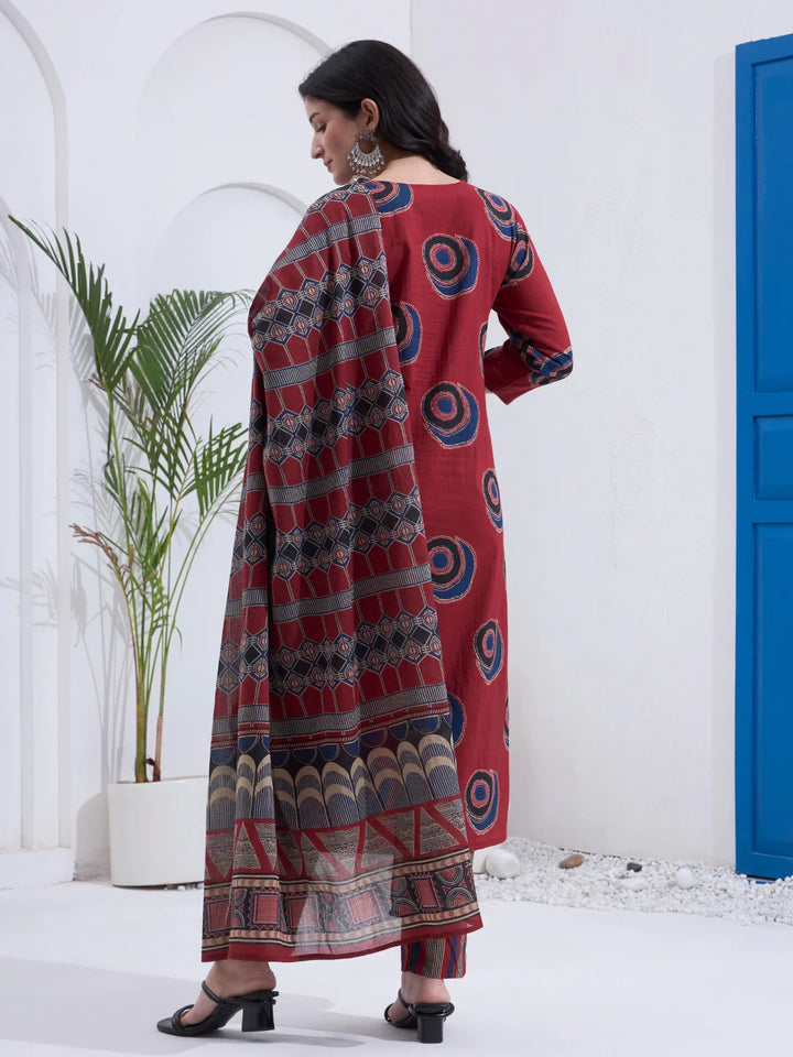 Cotton Straight Kurta Pant Dupatta Set