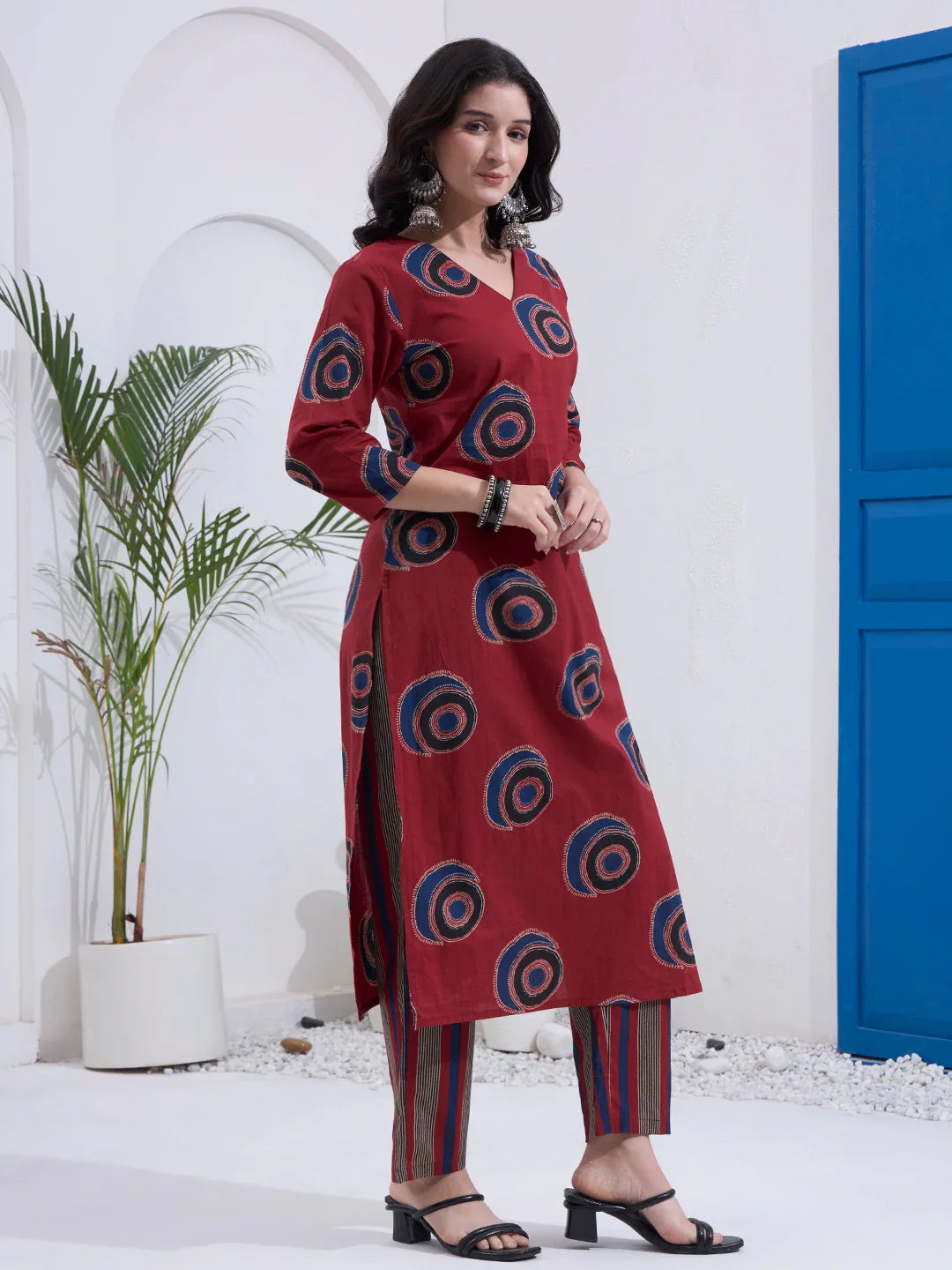 Cotton Straight Kurta Pant Dupatta Set