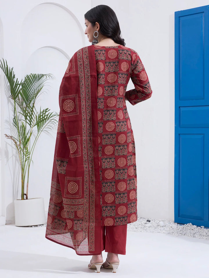 Cotton Straight Kurta Pant Dupatta Set