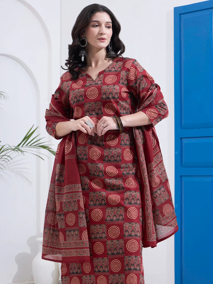 Cotton Straight Kurta Pant Dupatta Set
