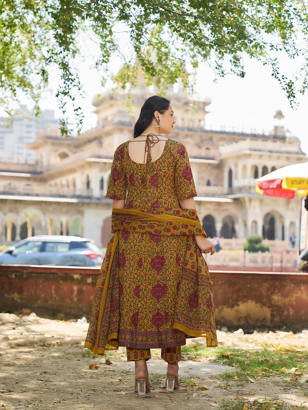 Cotton Kalidaar Style Kurta Pant Dupatta Set