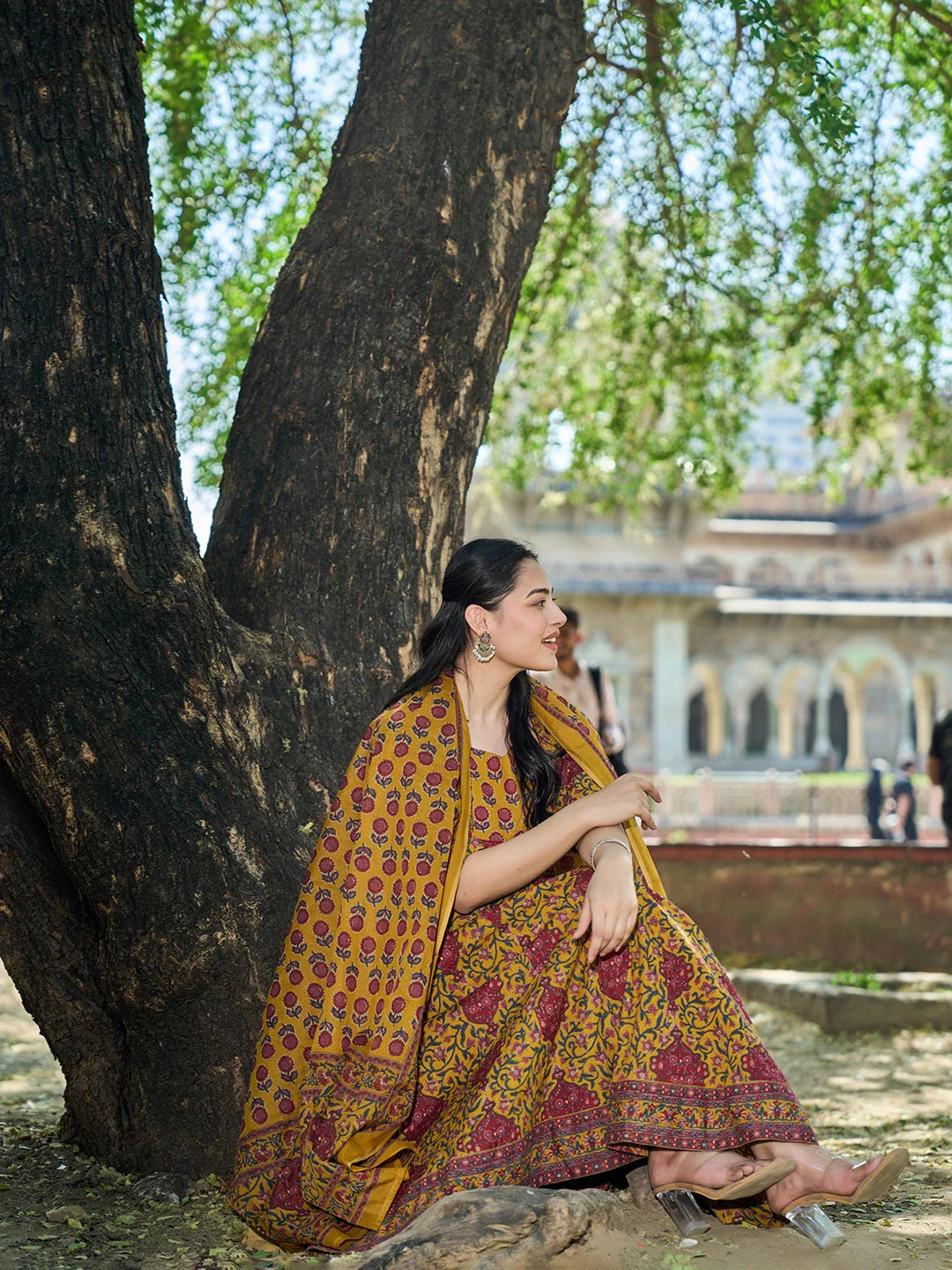 Cotton Kalidaar Style Kurta Pant Dupatta Set