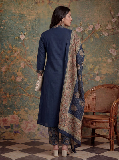 Cotton A Line Patch Work Plus Size Kurta Pant Dupatta Set