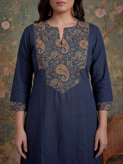 Cotton A Line Patch Work Plus Size Kurta Pant Dupatta Set