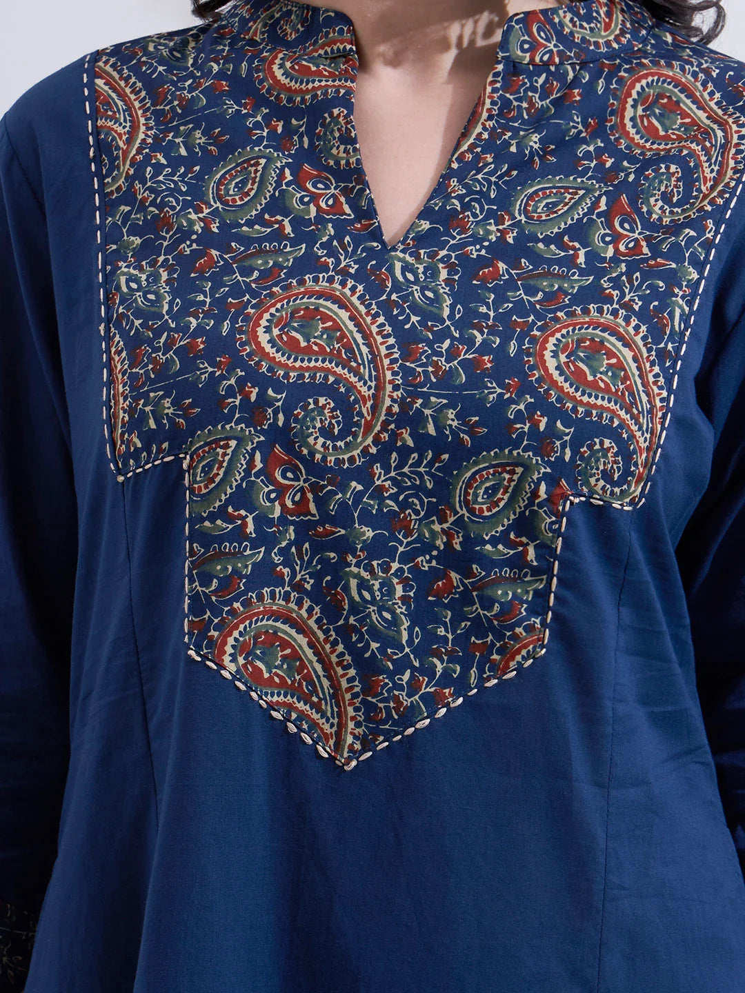 Cotton A Line Patch Work Kurta Pant Dupatta Set