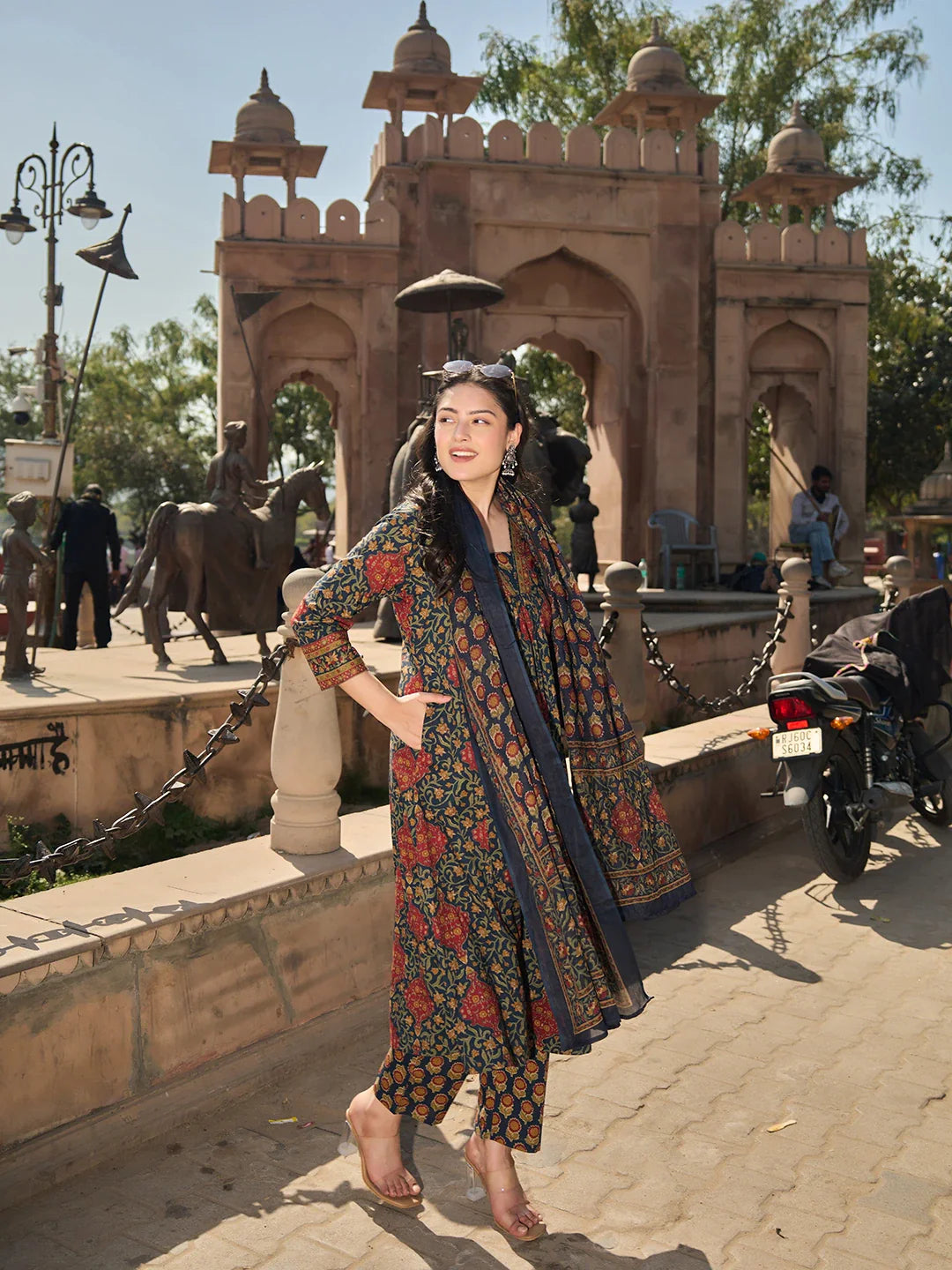 Anarkli One Pocket Kurta Trouser Dupatta Set