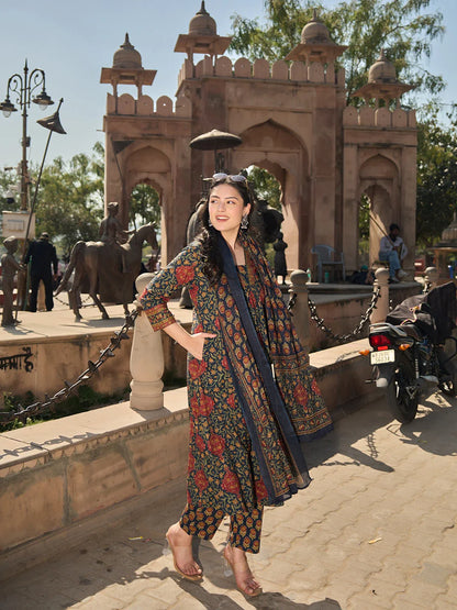 Anarkli One Pocket Kurta Trouser Dupatta Set