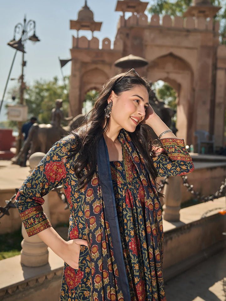 Anarkli One Pocket Kurta Trouser Dupatta Set