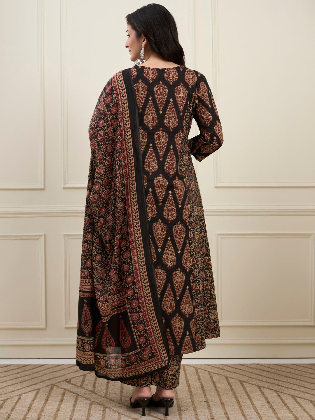 Cotton Kalidaar Style Kurta Pant Dupatta Set