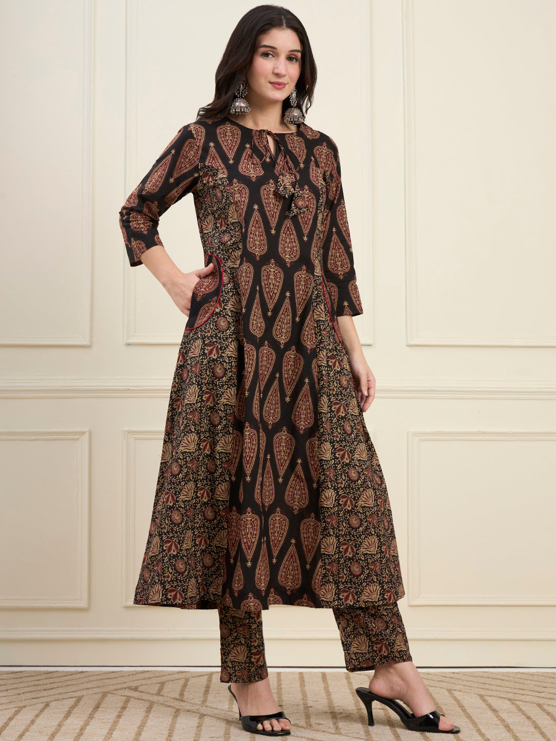 Cotton Kalidaar Style Kurta Pant Dupatta Set