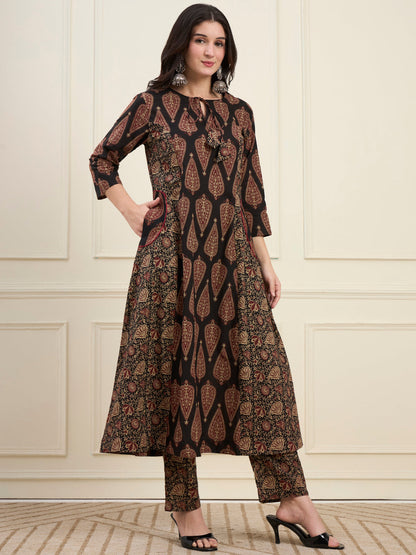 Cotton Kalidaar Style Kurta Pant Dupatta Set