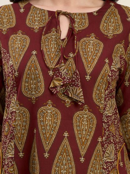 Cotton Kalidaar Style Kurta Pant Dupatta Set