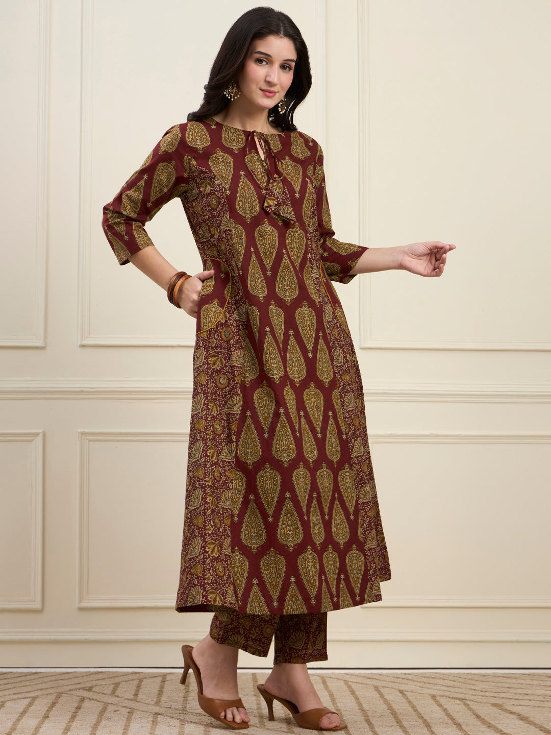 Cotton Kalidaar Style Kurta Pant Dupatta Set