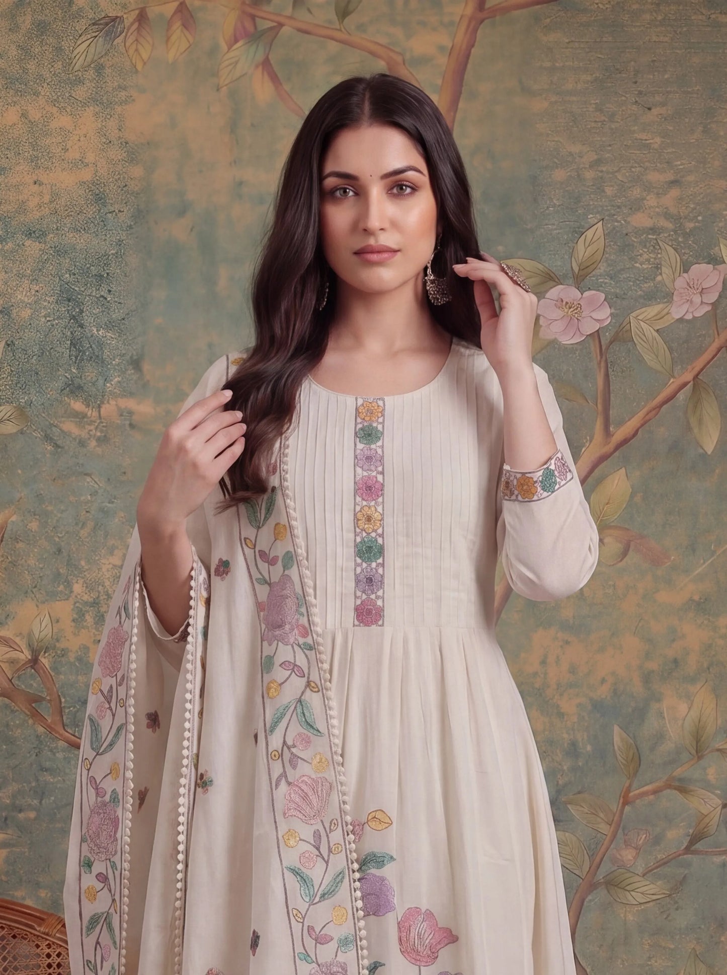 Cotton Embroidered Have A Linin Kurta Pant Dupatta Set