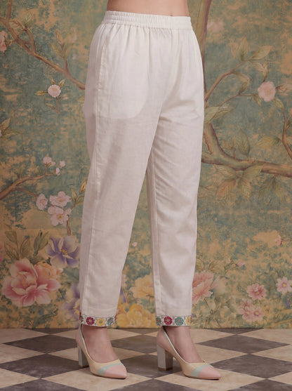 Cotton Thared Work Sequins Work Have A Linin Kurta Pant Dupatta Set