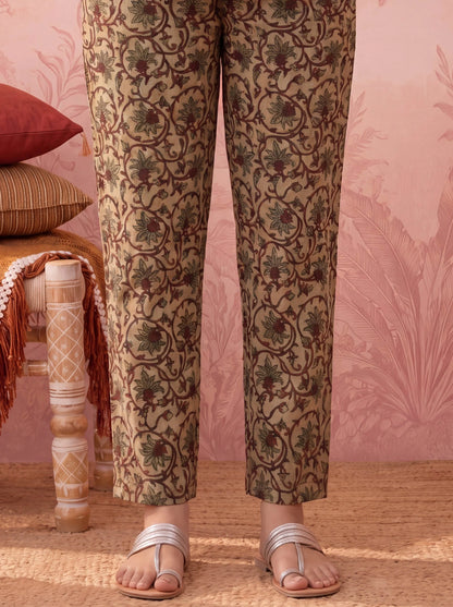 Straight Pure Cotton Floral Sequins Work Kurta Trouser Dupatta Set