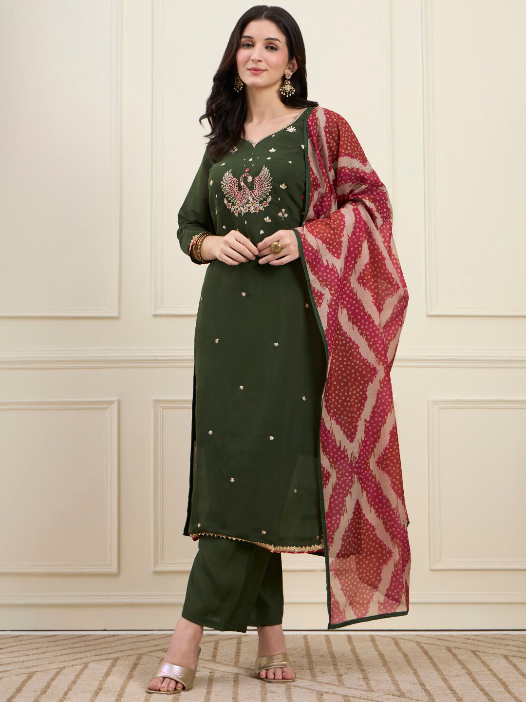Mal Chanderi Lining Kurta Dupatta Pant Set
