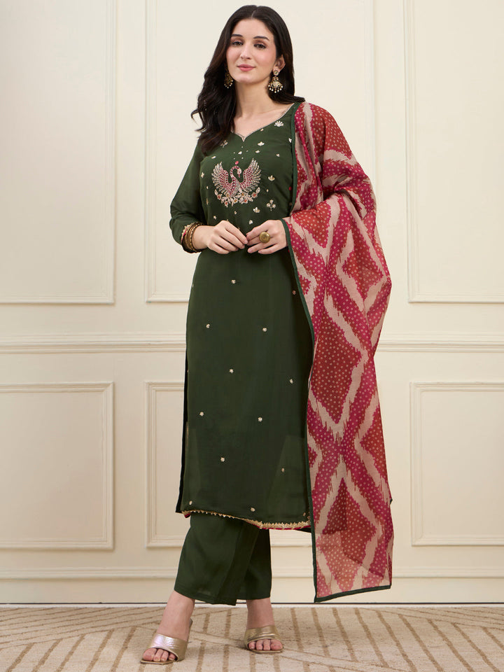 Mal Chanderi Lining Kurta Dupatta Pant Set