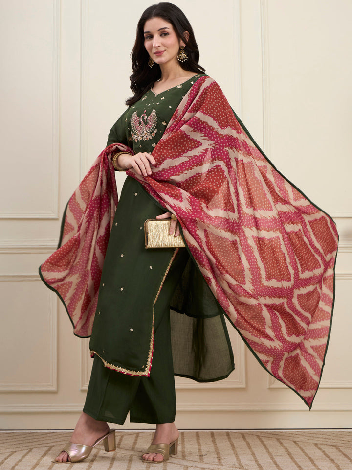 Mal Chanderi Lining Kurta Dupatta Pant Set