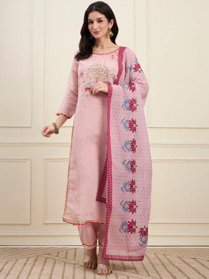 Mal Chanderi Lining Kurta Dupatta Pant Set