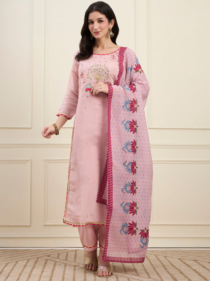 Mal Chanderi Lining Kurta Dupatta Pant Set