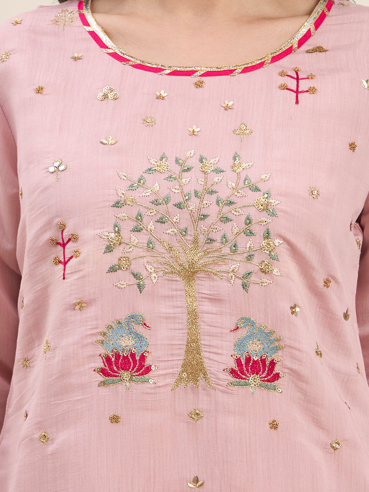 Mal Chanderi Lining Kurta Dupatta Pant Set