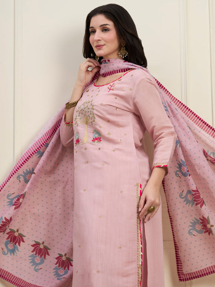 Mal Chanderi Lining Kurta Dupatta Pant Set
