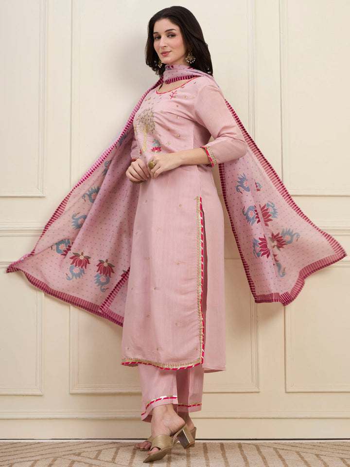 Mal Chanderi Lining Kurta Dupatta Pant Set