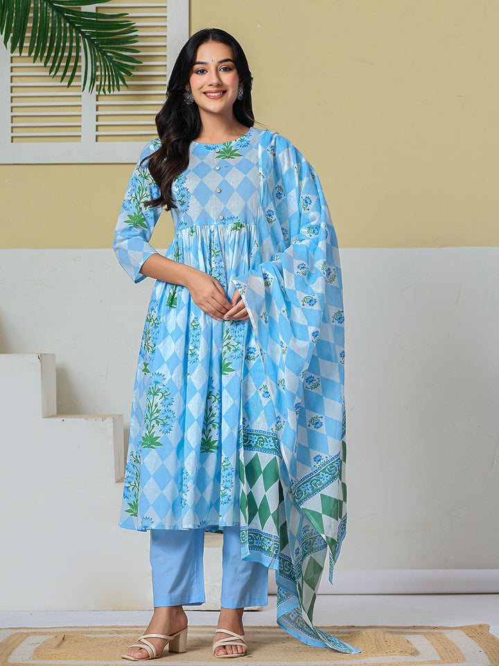 Pure Cotton Maternity Kurta Pant With Dupatta Set