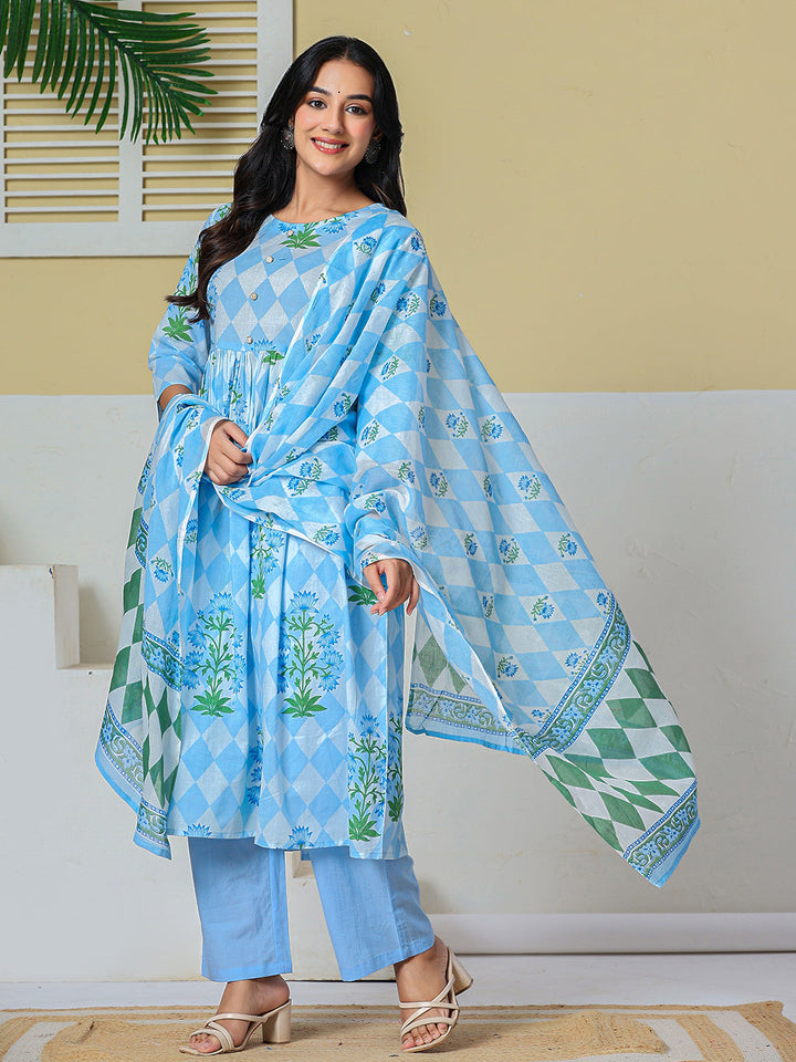 Pure Cotton Maternity Kurta Pant With Dupatta Set