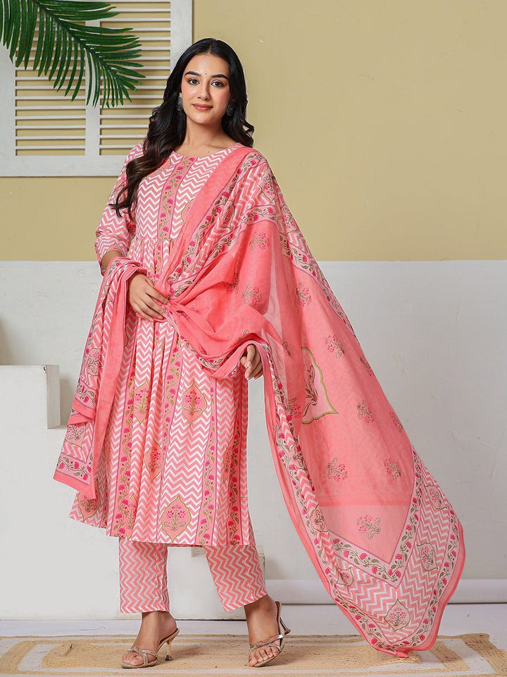 Pure Cotton Maternity Kurta Pant With Dupatta Set