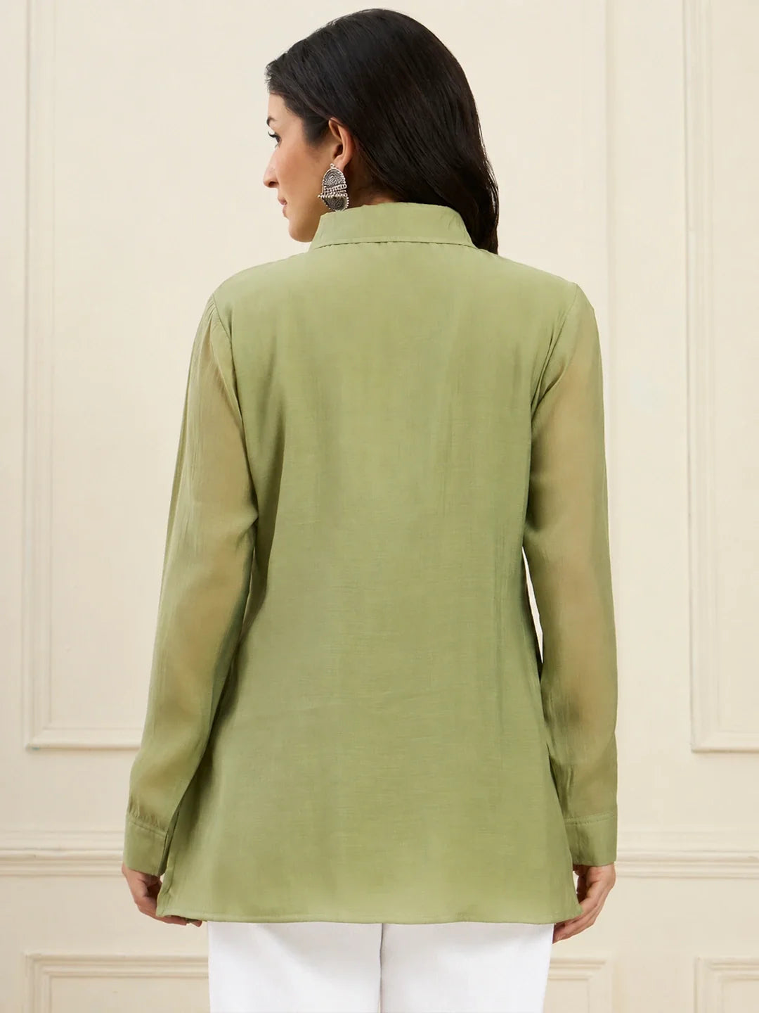 Mul Chanderi Pintuck Style Shirt