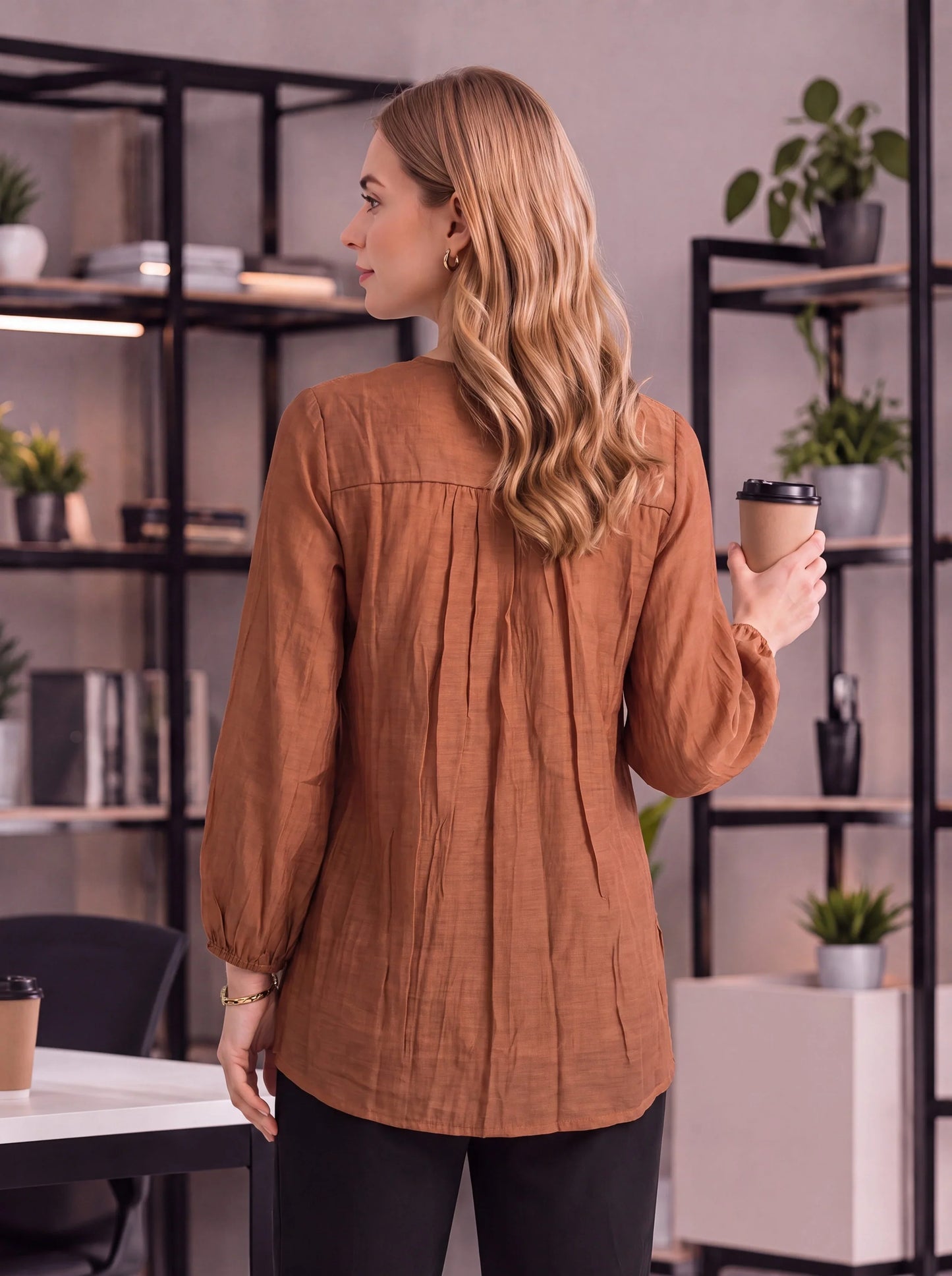 Mul Chanderi Puff Sleeve Style Shirt