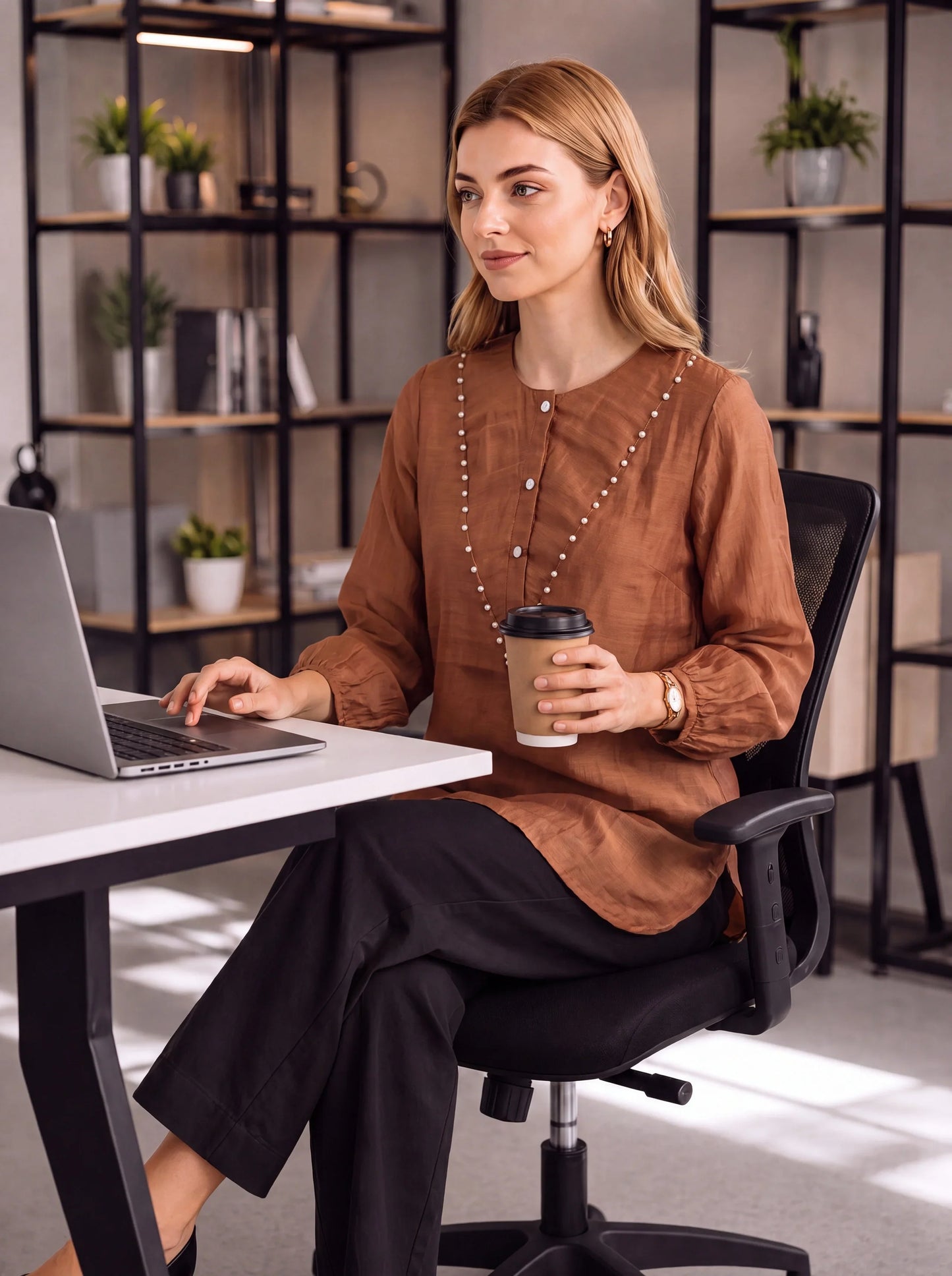 Mul Chanderi Puff Sleeve Style Shirt