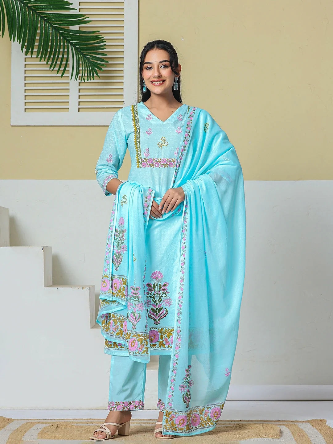 Cotton Kurta Pant Dupatta Set