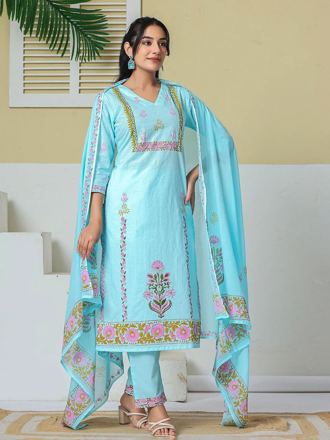 Cotton Kurta Pant Dupatta Set
