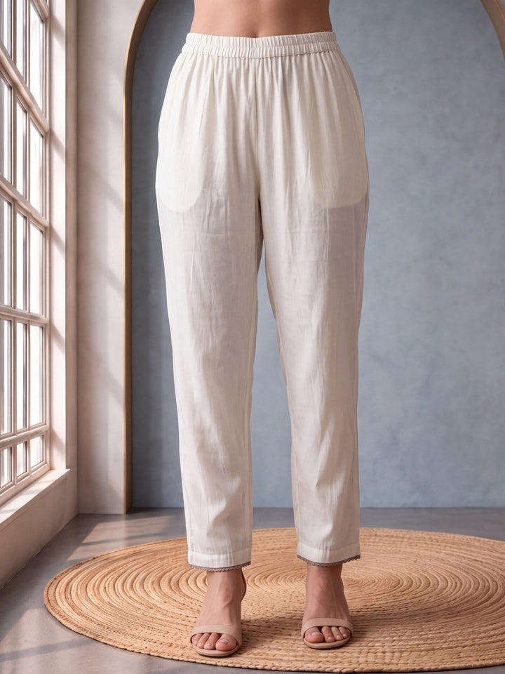 Roman Silk Embroidery Straight Lining Kurta Pant Dupatta Set