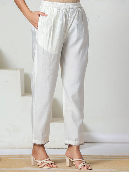 Roman Silk Embroidery Straight Lining Kurta Pant Dupatta Set